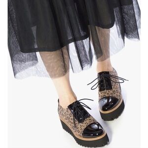 All Black Leopard Print Platform Shoes